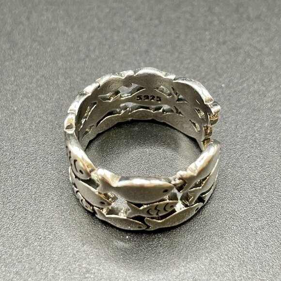 Sterling Silver 925 Adjustable Schooling Fish Ring #1186 - Picture 5 of 8